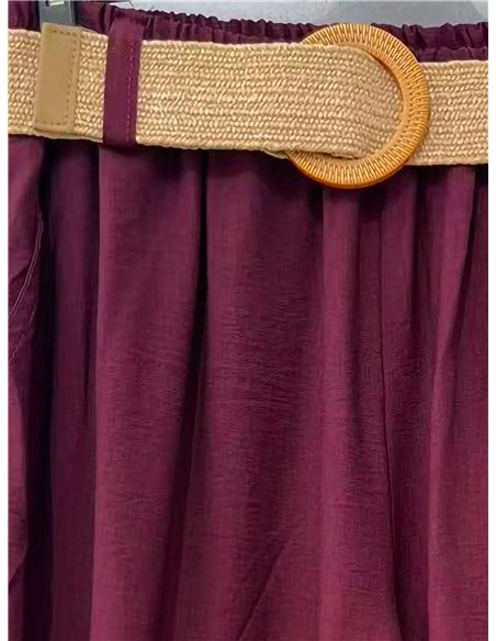 Pantalón palazzo liso con cinturón