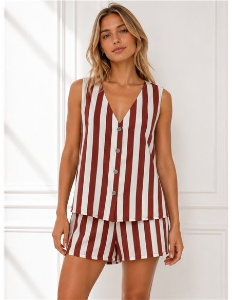Conjunto chaleco rayas y short