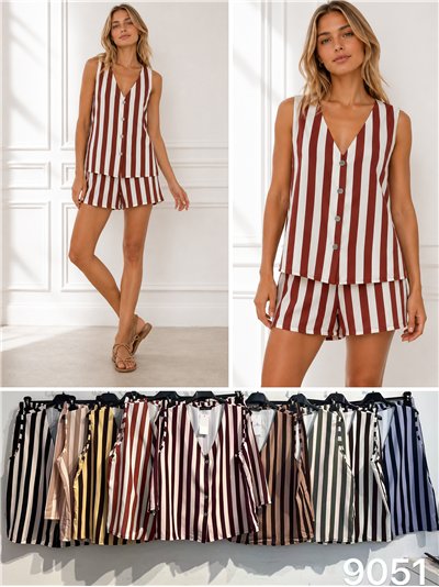 Conjunto chaleco rayas y short 2