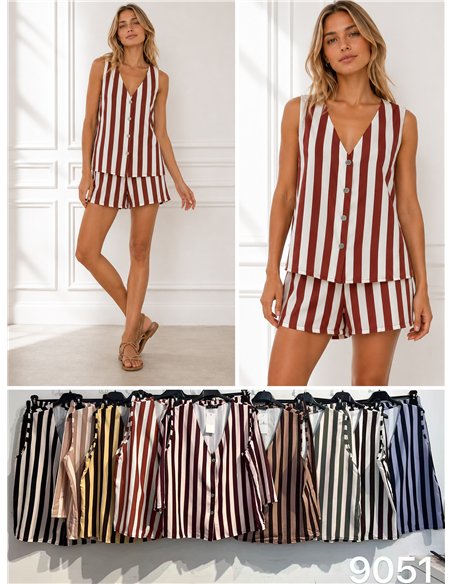 Conjunto chaleco rayas y short