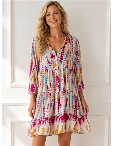 Tie-dye tiered dress