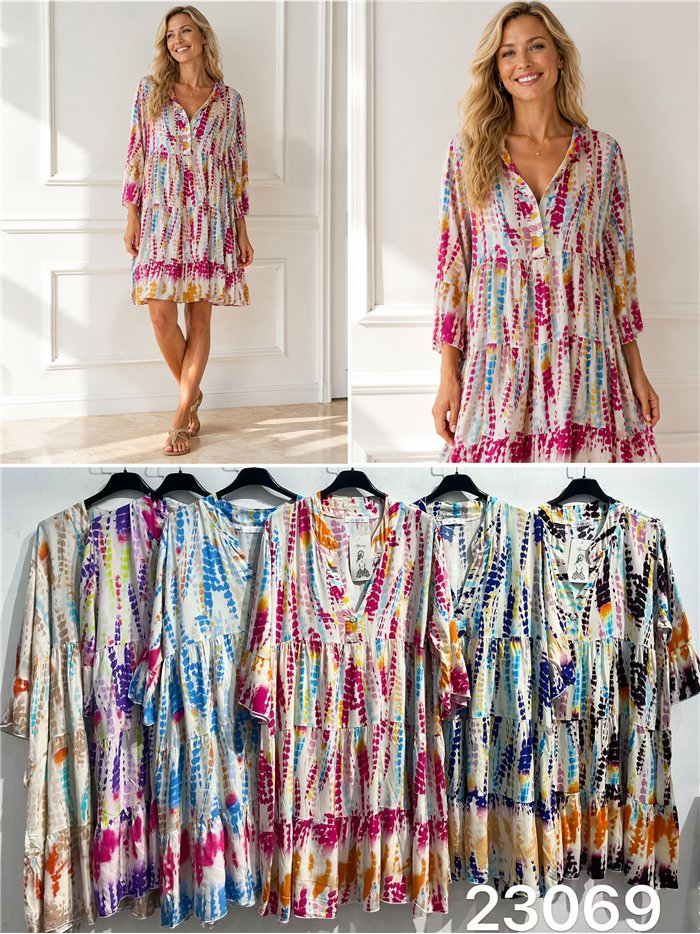 Tie-dye tiered dress