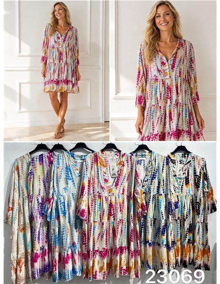 Tie-dye tiered dress