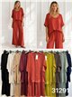 Conjunto blusa amplia satinada y pantalón palazzo