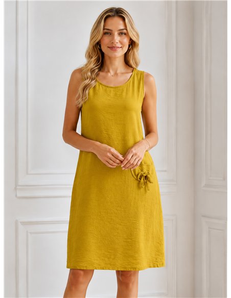 Robe sans manches avec poche et détail nœud