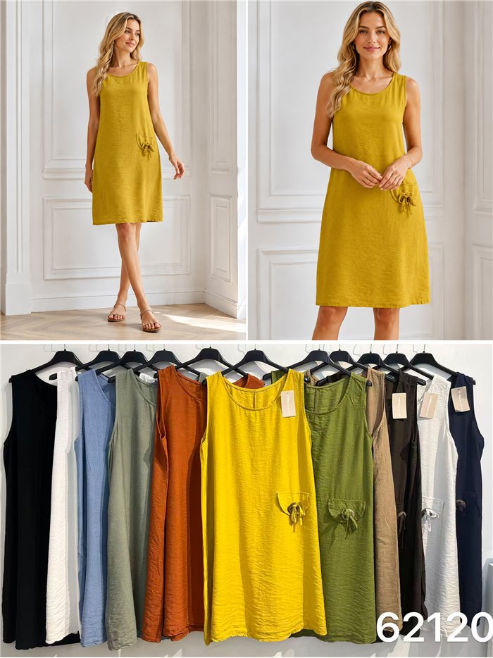 Robe sans manches avec poche et détail nœud