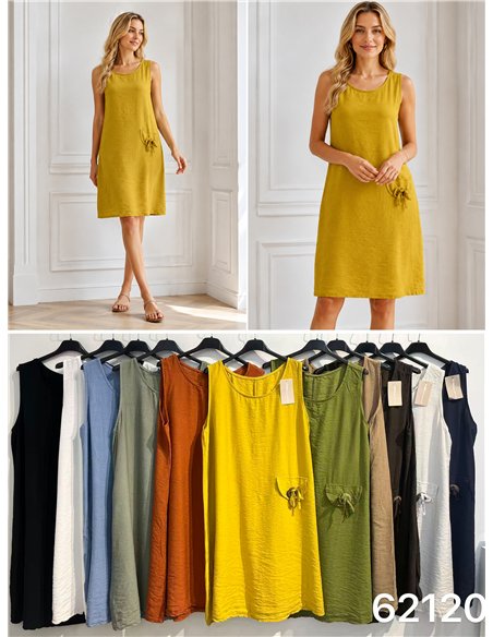 Robe sans manches avec poche et détail nœud