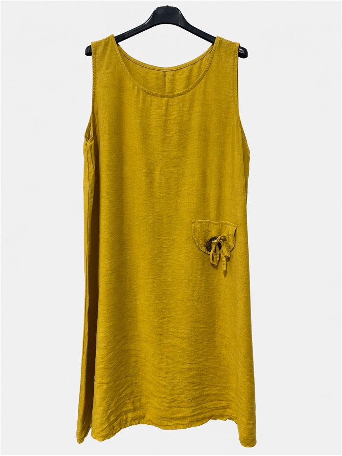Robe sans manches avec poche et détail nœud