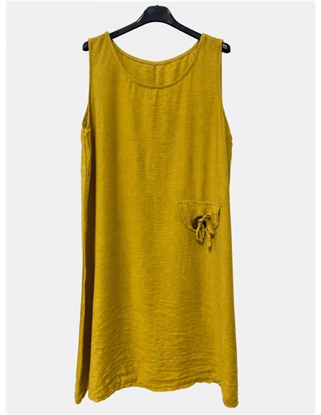 Robe sans manches avec poche et détail nœud