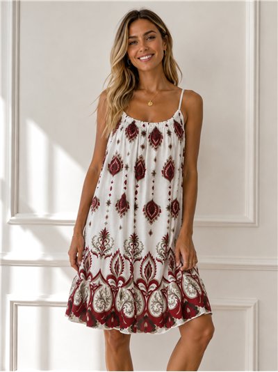 Vestido corto arabesco con tirantes