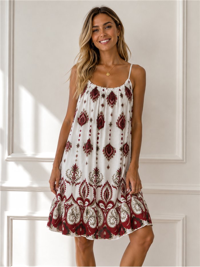 Kurzes arabeskes Kleid mit Trägern