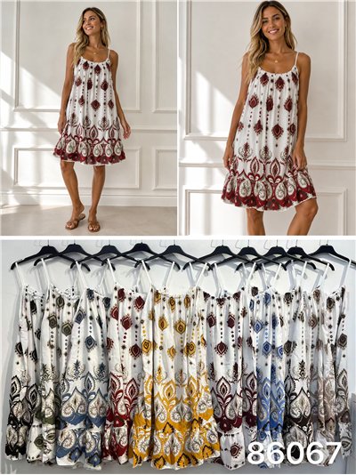 Vestido corto arabesco con tirantes 2