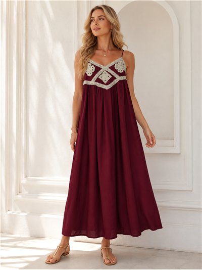 Vestido largo boho detalle crochet