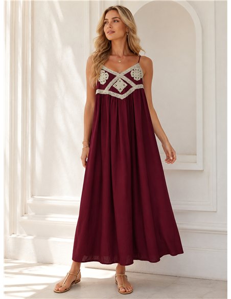 Vestido largo boho detalle crochet