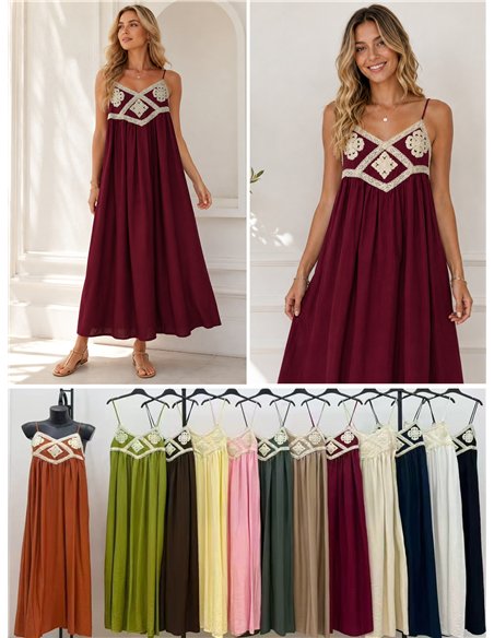 Vestido largo boho detalle crochet