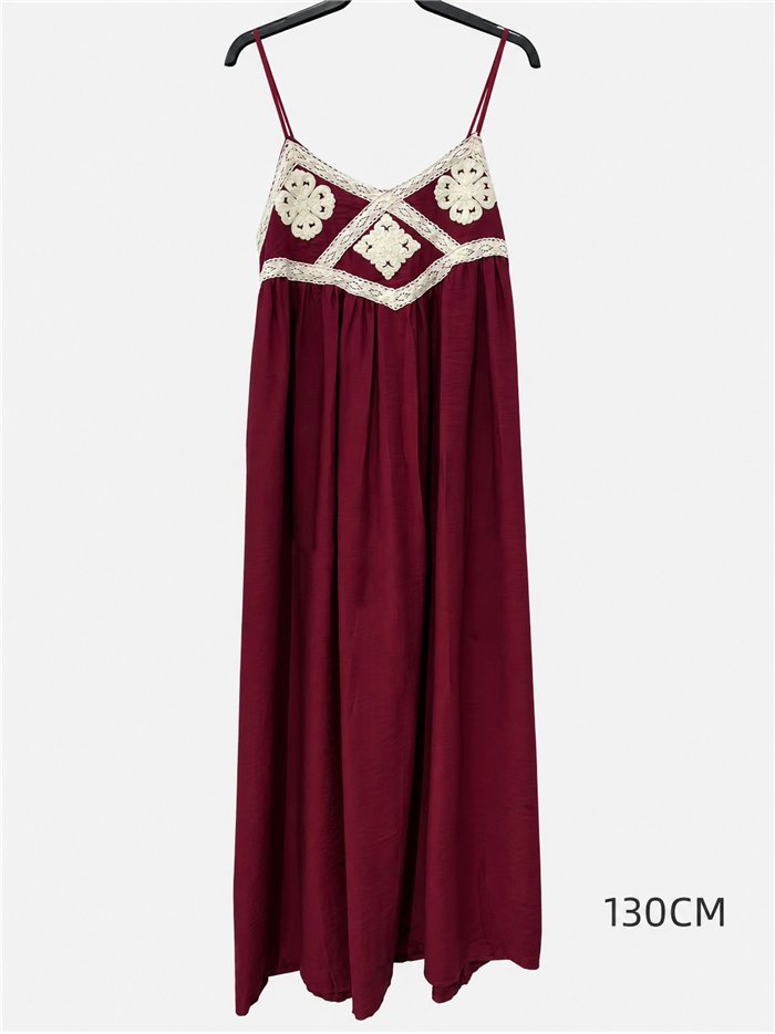 Vestido largo boho detalle crochet