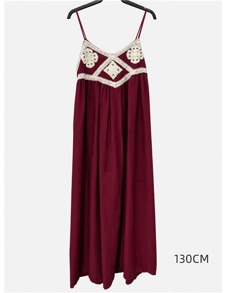 Vestido largo boho detalle crochet