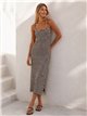 Vestido midi rayas de punto con tirantes