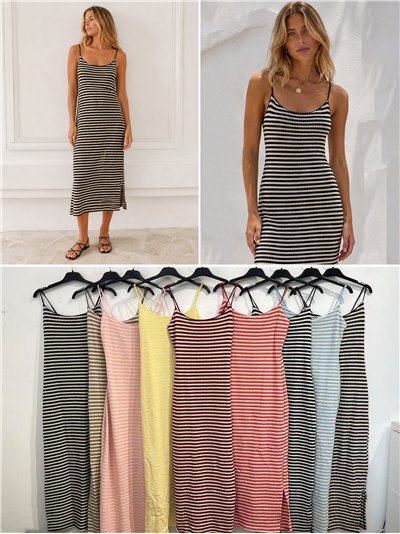 Vestido midi rayas de punto con tirantes 2