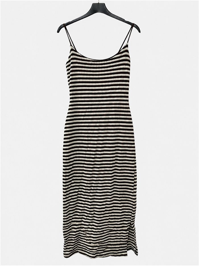 Vestido midi rayas de punto con tirantes
