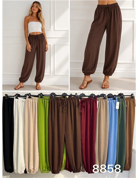 Pantalón bombacho fluido con cintura elástica