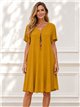 Vestido liso cuello pico con collar