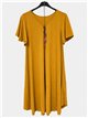 Vestido liso cuello pico con collar