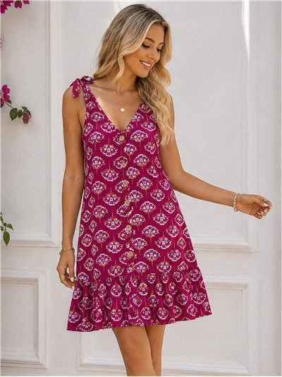 Vestido floral de tirantes detalle botones