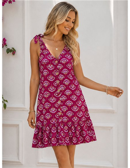 Vestido floral de tirantes detalle botones