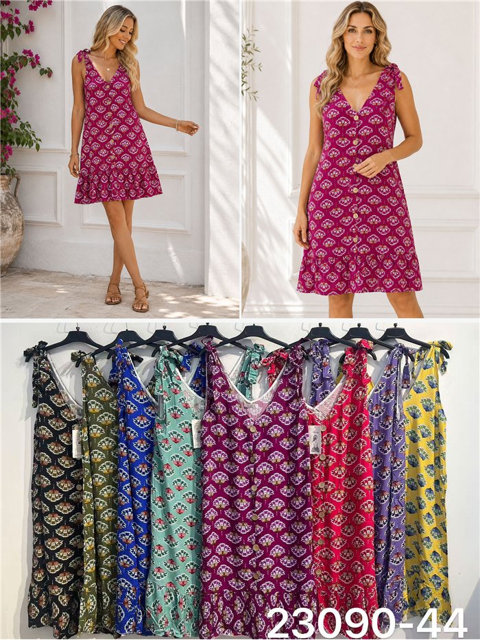 Vestido floral de tirantes detalle botones