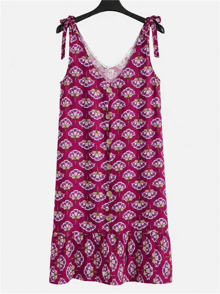 Vestido floral de tirantes detalle botones
