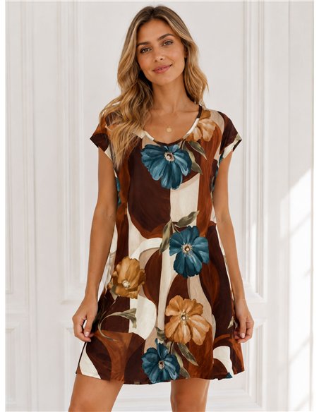 Vestido lycra corto estampado flores