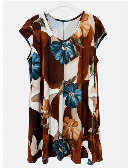 Vestido lycra corto estampado flores