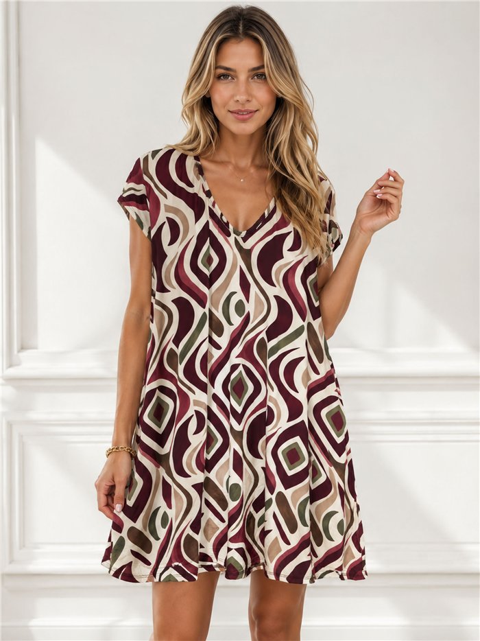 Vestido lycra corto estampado rombos