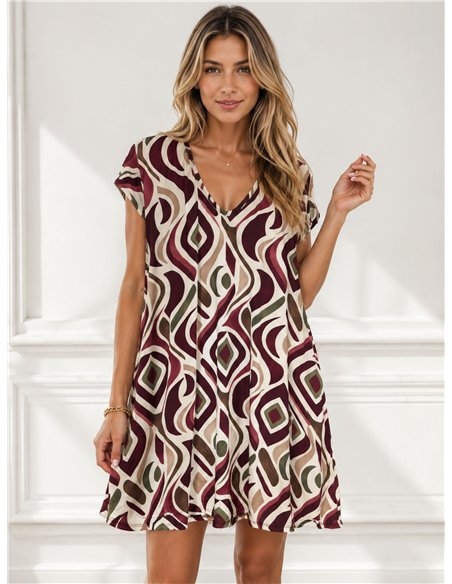 Vestido lycra corto estampado rombos