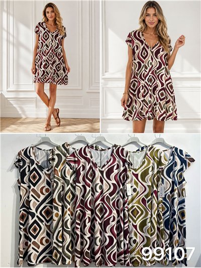 Vestido lycra corto estampado rombos 2