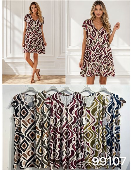 Vestido lycra corto estampado rombos