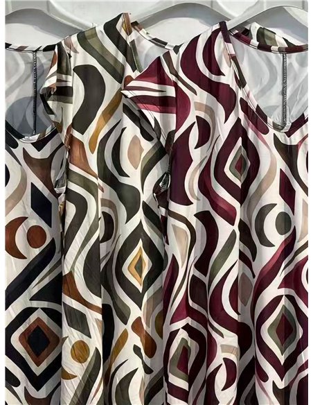Vestido lycra corto estampado rombos