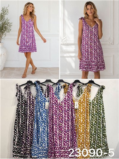 Vestido estampado de tirantes detalle botones 2
