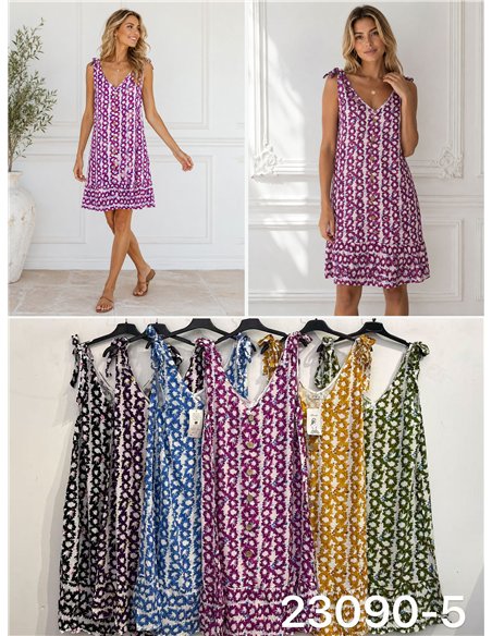 Vestido estampado de tirantes detalle botones
