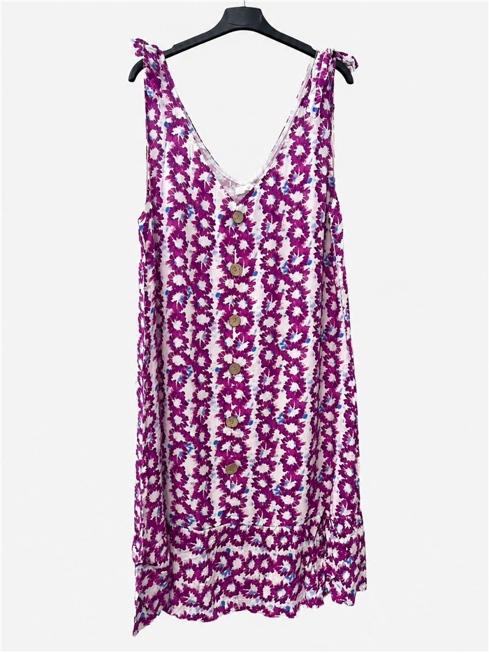 Vestido estampado de tirantes detalle botones