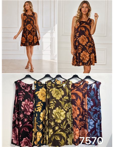 Vestido corto lycra estampado floral
