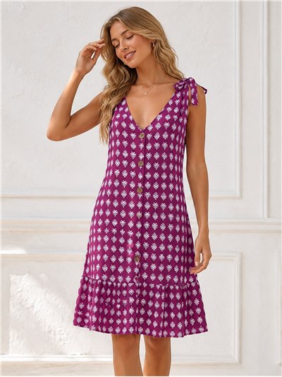 Vestido estampado de tirantes detalle botones