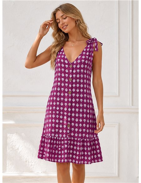 Vestido estampado de tirantes detalle botones