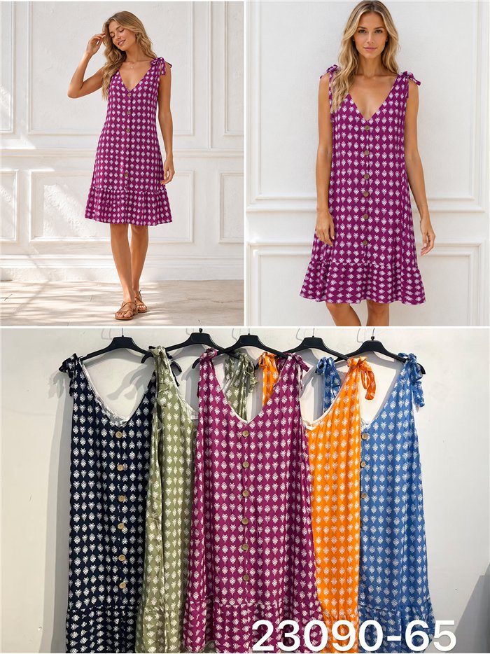 Vestido estampado de tirantes detalle botones
