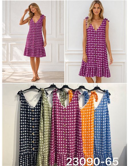 Vestido estampado de tirantes detalle botones