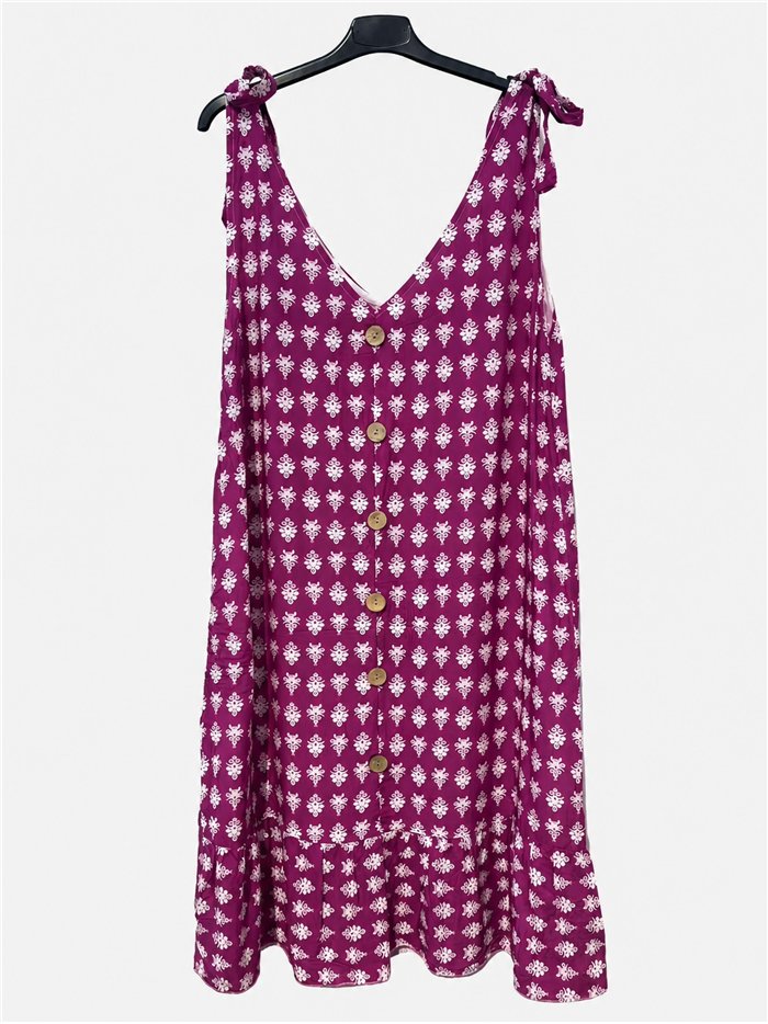 Vestido estampado de tirantes detalle botones