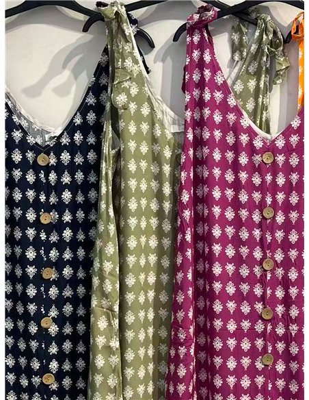 Vestido estampado de tirantes detalle botones