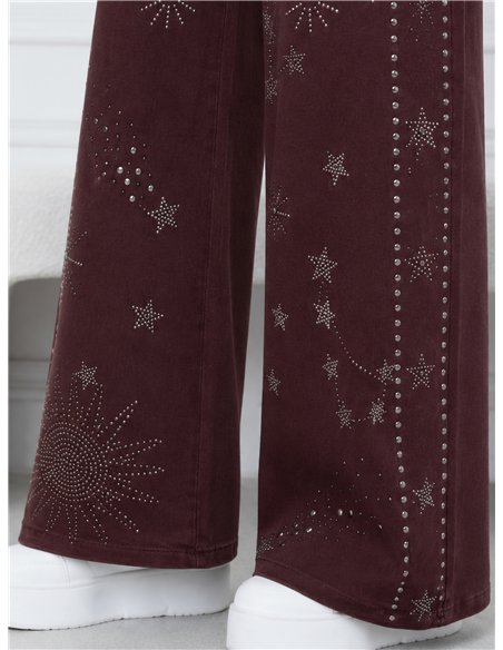 Jeans wide leg strass estrellas