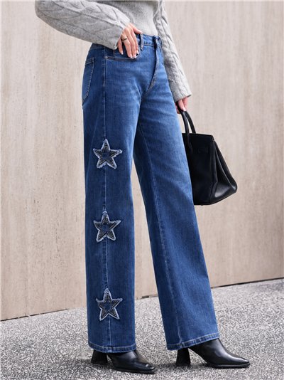 Jeans rectos estrellas con tachas